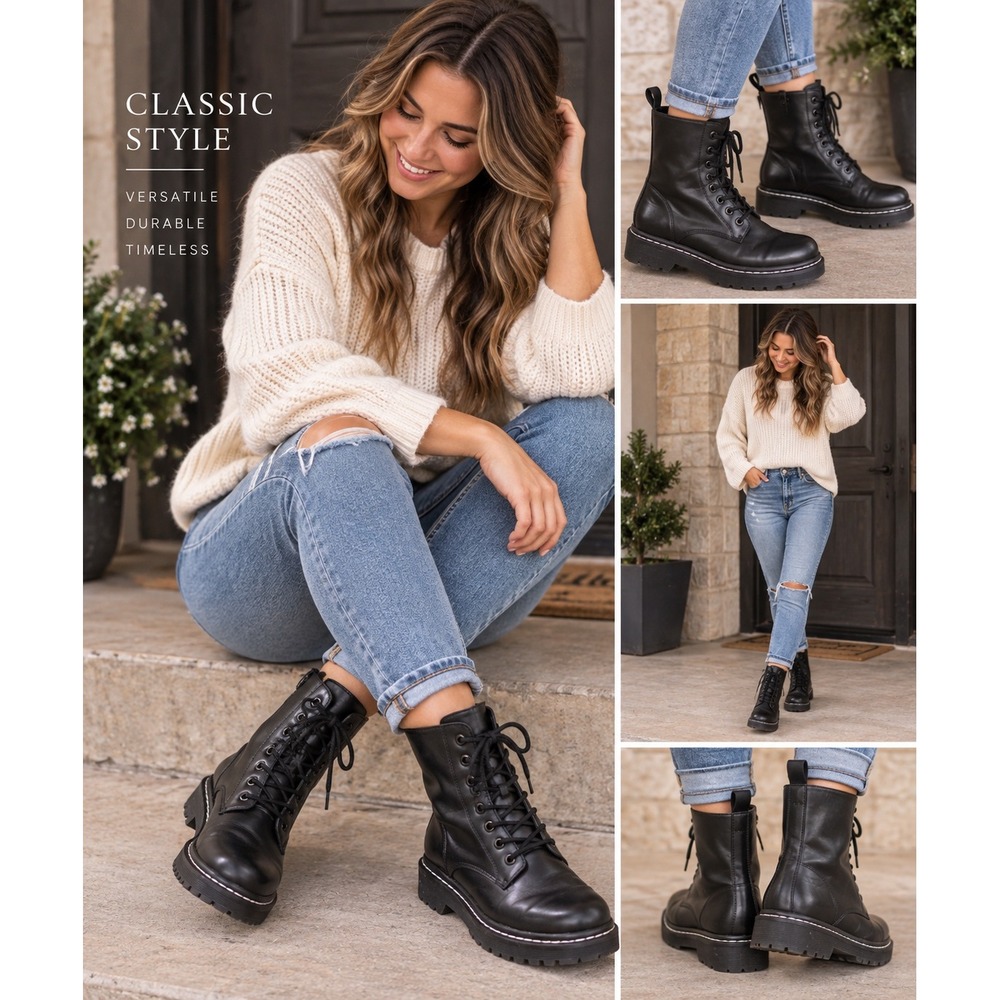 Torrid Lace Up Combat Boots Side Zip Lug Sole Ankle Boots Size 7